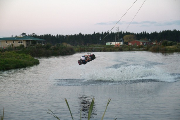 Sue doing backroll on kiteboard